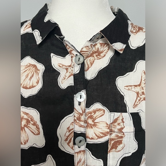 Nicole Miller Women’s Long‎ sleeve 100% Linen Size M Button Front Shell Top - Picture 2 of 9